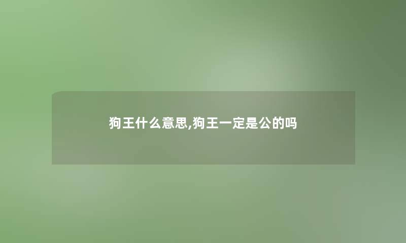 狗王什么意思,狗王一定是公的吗