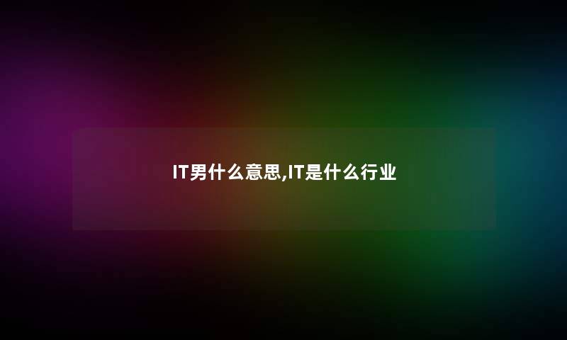 IT男什么意思,IT是什么行业