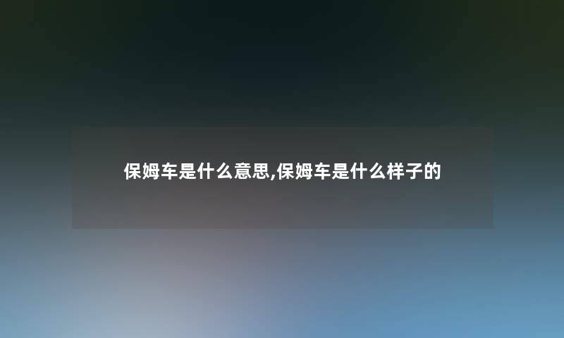 保姆车是什么意思,保姆车是什么样子的