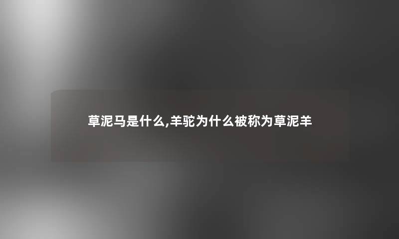 草泥马是什么,羊驼为什么被称为草泥羊