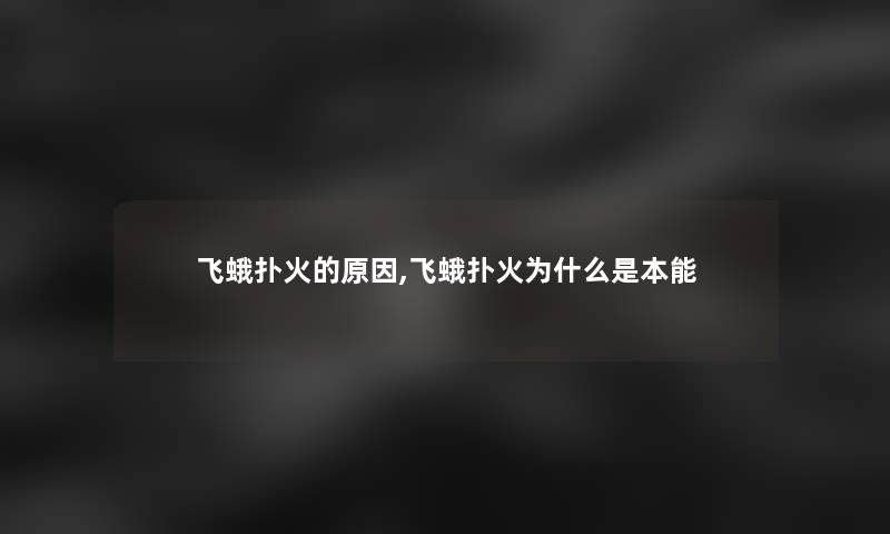 飞蛾扑火的原因,飞蛾扑火为什么是本能