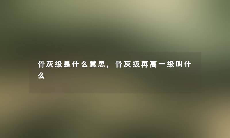 骨灰级是什么意思,骨灰级再高一级叫什么