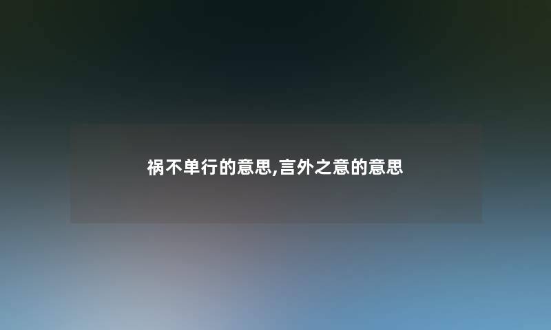 祸不单行的意思,言外之意的意思