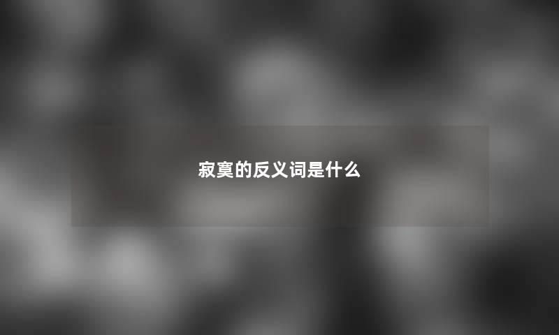 寂寞的反义词是什么