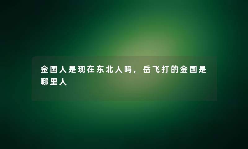 金国人是东北人吗,岳飞打的金国是哪里人