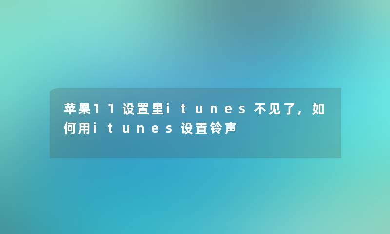 苹果11设置里itunes不见了,如何用itunes设置铃声