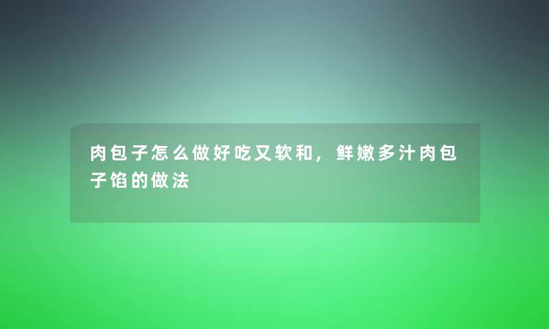 肉包子怎么做好吃又软和,鲜嫩多汁肉包子馅的做法