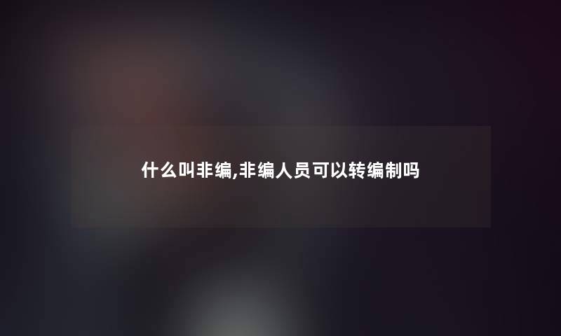 什么叫非编,非编人员可以转编制吗