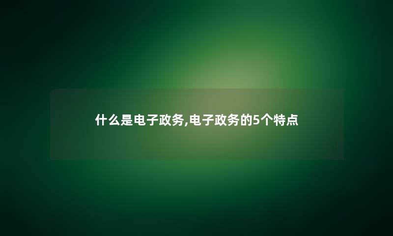 什么是电子政务,电子政务的5个特点