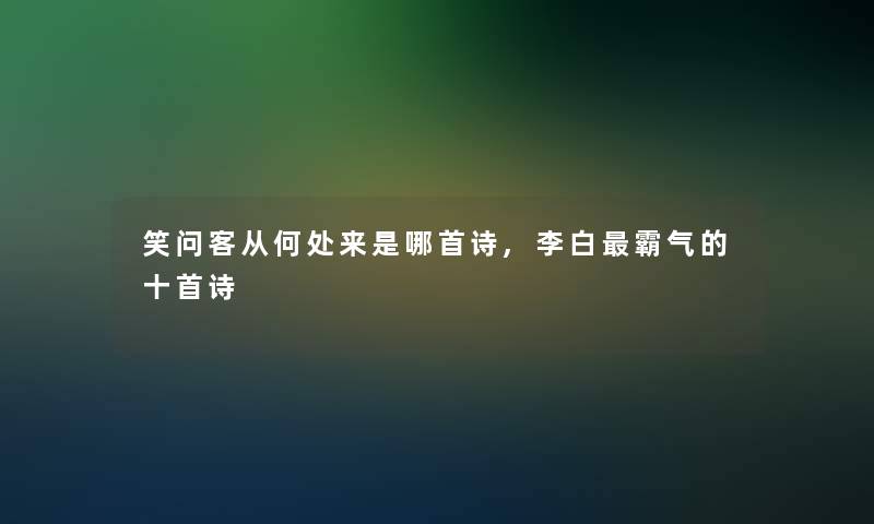 笑问客从何处来是哪首诗,李白霸气的十首诗