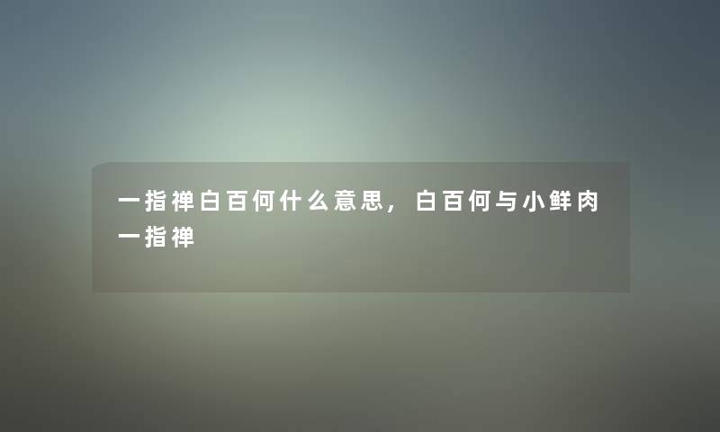 一指禅白百何什么意思,白百何与小鲜肉一指禅