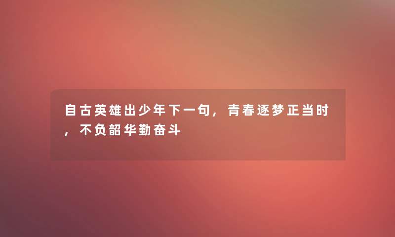 自古英雄出少年下一句,青春逐梦正当时,不负韶华勤奋斗