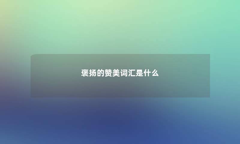 褒扬的赞美词汇是什么