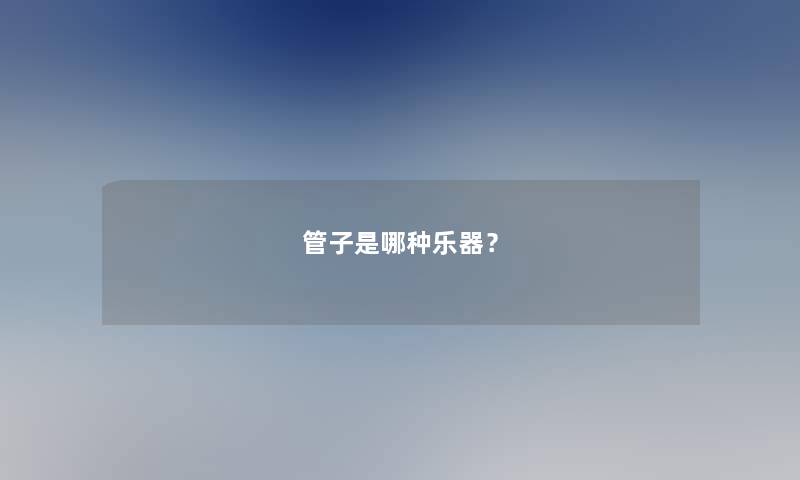 管子是哪种乐器？