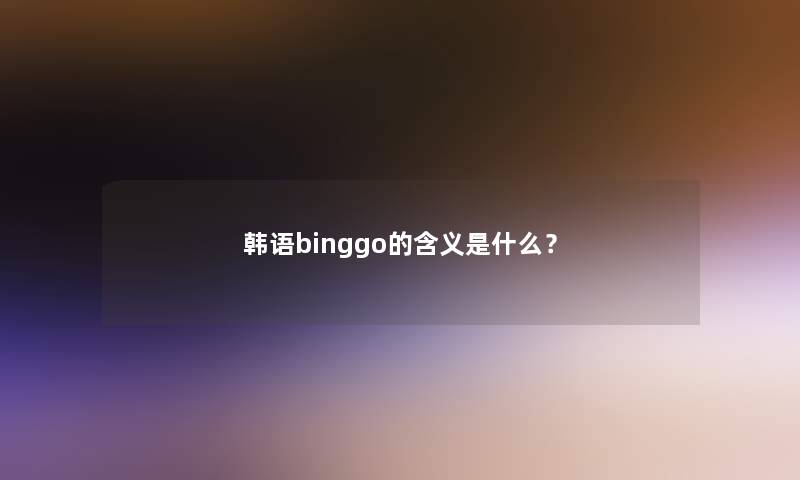 韩语binggo的含义是什么？