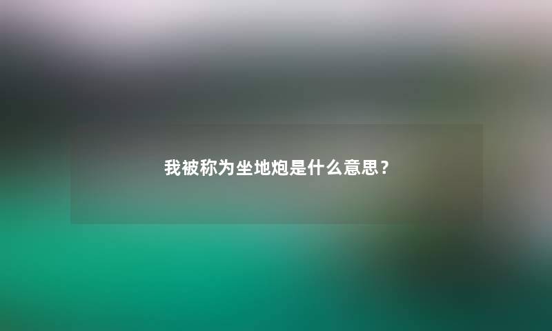 我被称为坐地炮是什么意思？