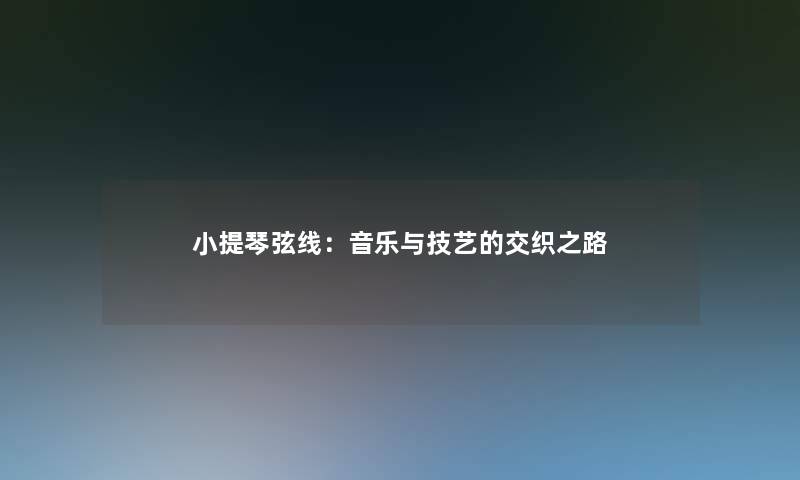 小提琴弦线：音乐与技艺的交织之路