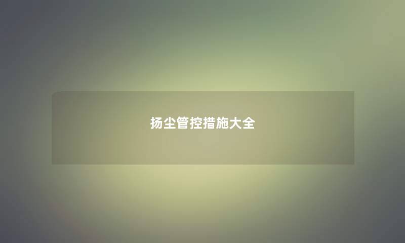 扬尘管控措施大全