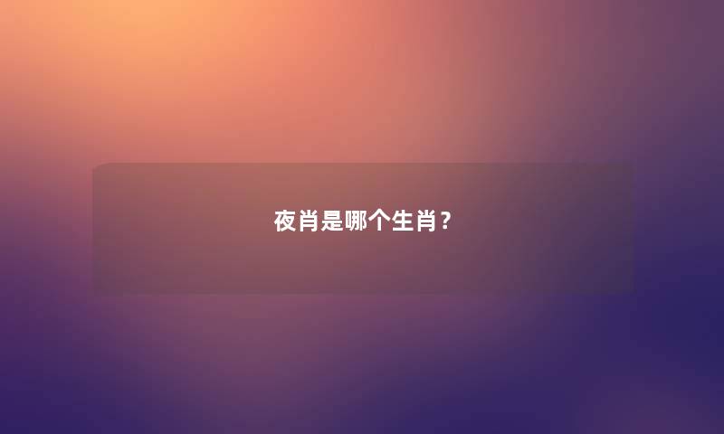 夜肖是哪个生肖？