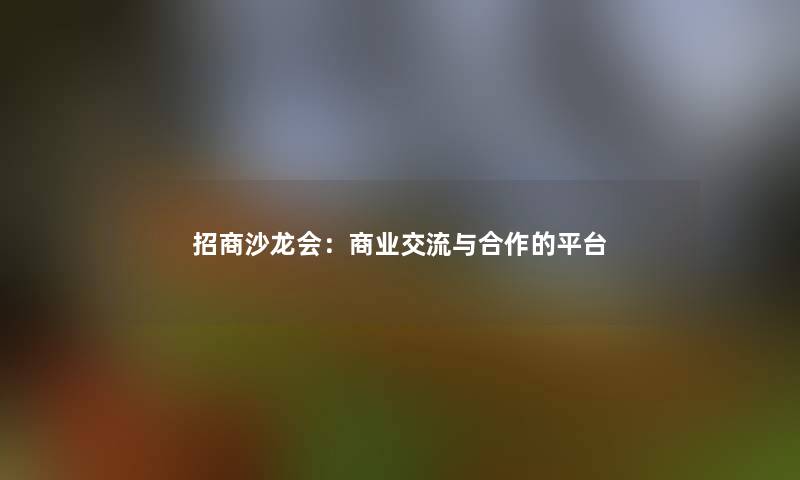 招商沙龙会：商业交流与合作的平台