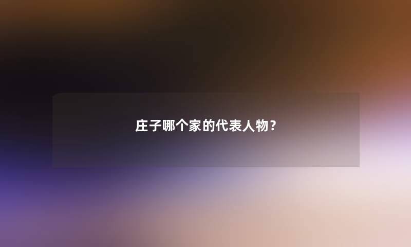 庄子哪个家的代表人物？