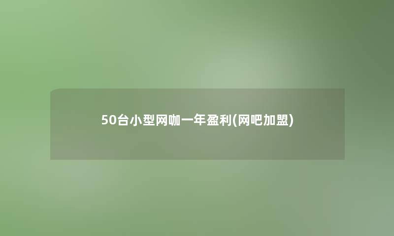 50台小型网咖一年盈利(网吧加盟)