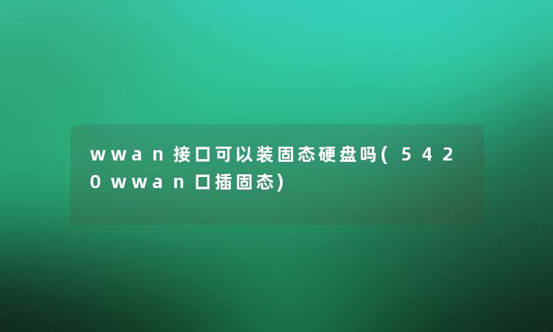 wwan接口可以装固态硬盘吗(5420wwan口插固态)