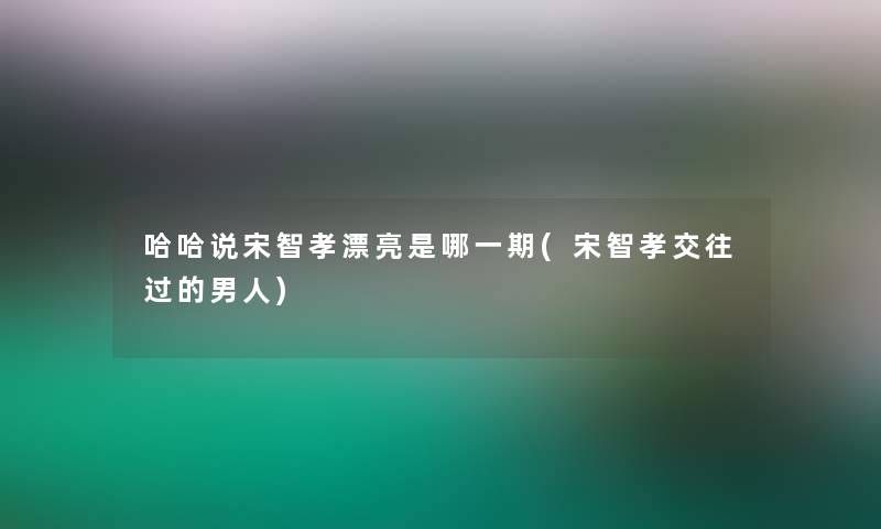 哈哈说宋智孝漂亮是哪一期(宋智孝交往过的男人)