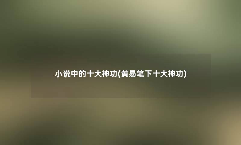 小说中的一些神功(黄易笔下一些神功)