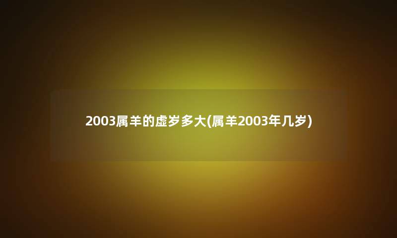 2003属羊的虚岁多大(属羊2003年几岁)