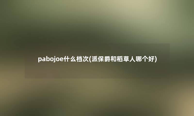 pabojoe什么档次(派保爵和稻草人哪个好)