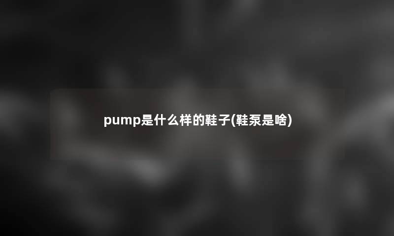 pump是什么样的鞋子(鞋泵是啥)