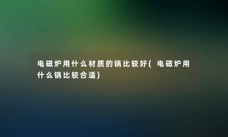 电磁炉用什么材质的锅比较好(电磁炉用什么锅比较合适)