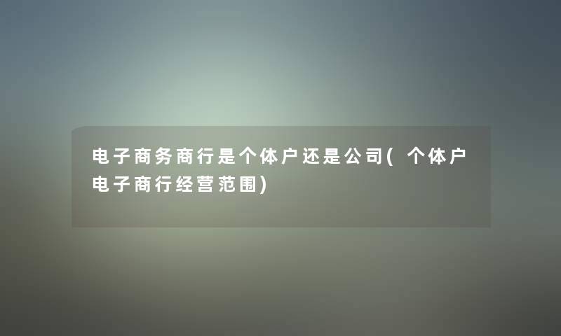 电子商务商行是个体户还是公司(个体户电子商行经营范围)