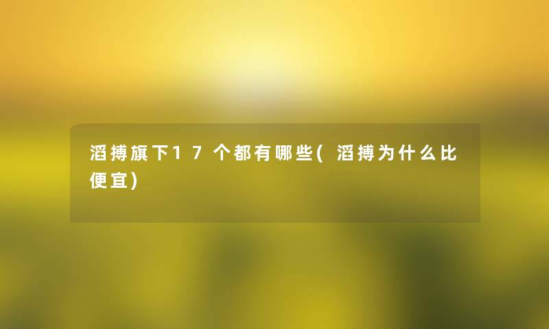 滔搏旗下17个都有哪些(滔搏为什么比便宜)