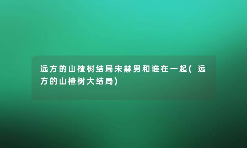 远方的山楂树结局宋赫男和谁在一起(远方的山楂树大结局)