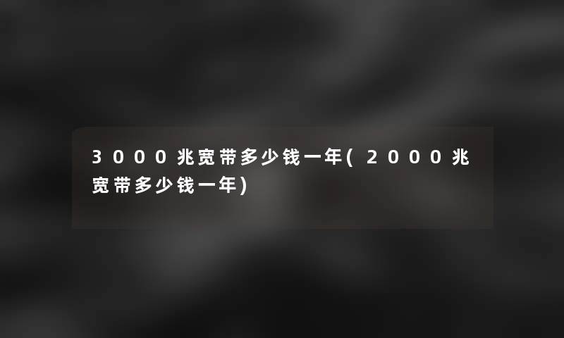 3000兆宽带多少钱一年(2000兆宽带多少钱一年)