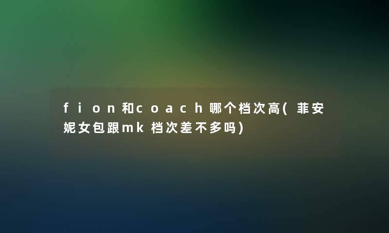 fion和coach哪个档次高(菲安妮女包跟mk档次差不多吗)