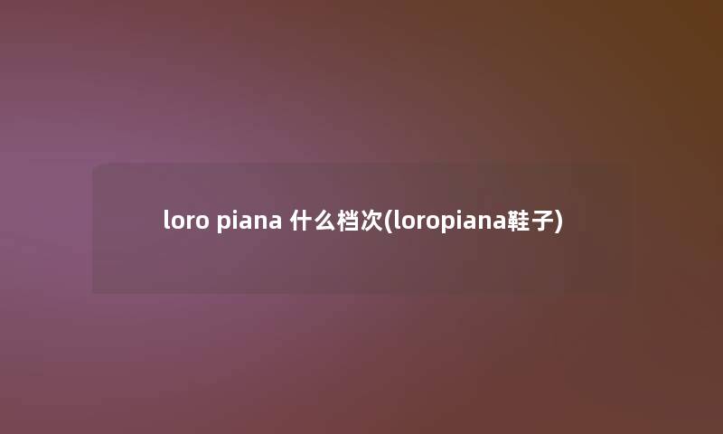 loro piana 什么档次(loropiana鞋子)