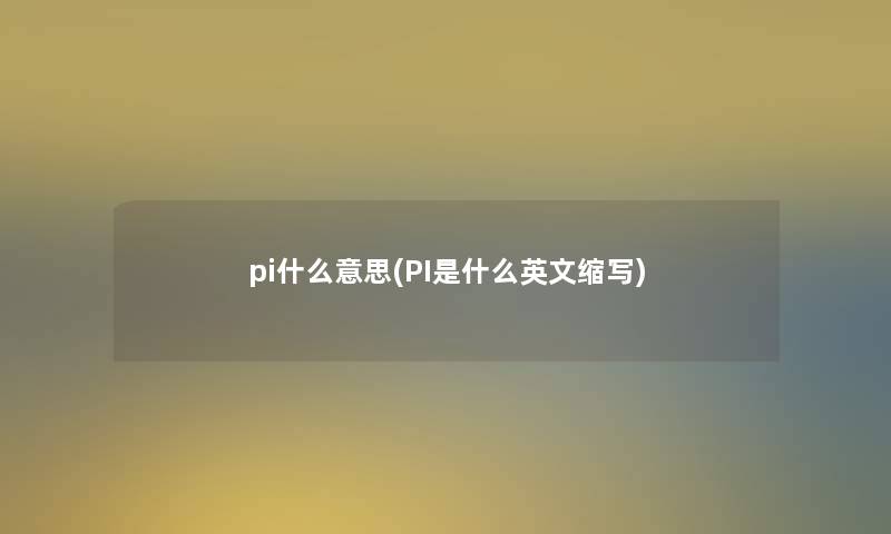 pi什么意思(PI是什么英文缩写)