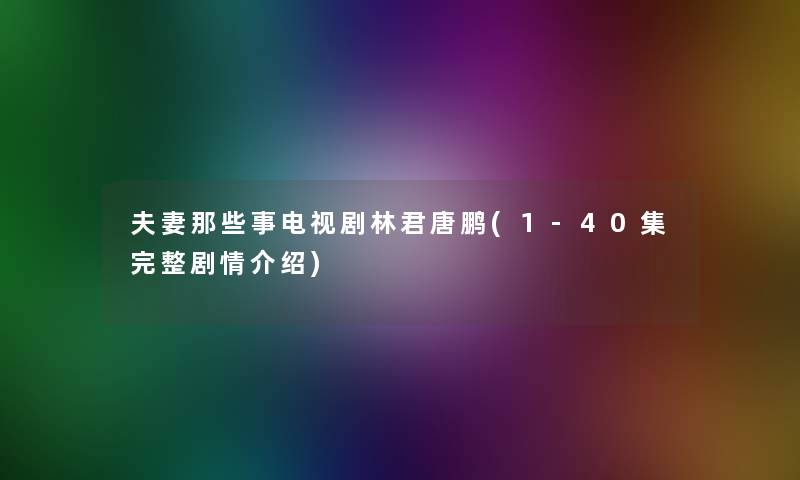 夫妻那些事电视剧林君唐鹏(1-40集完整剧情介绍)