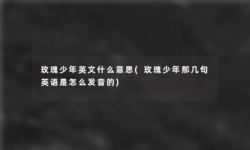 玫瑰少年英文什么意思(玫瑰少年那几句英语是怎么发音的)