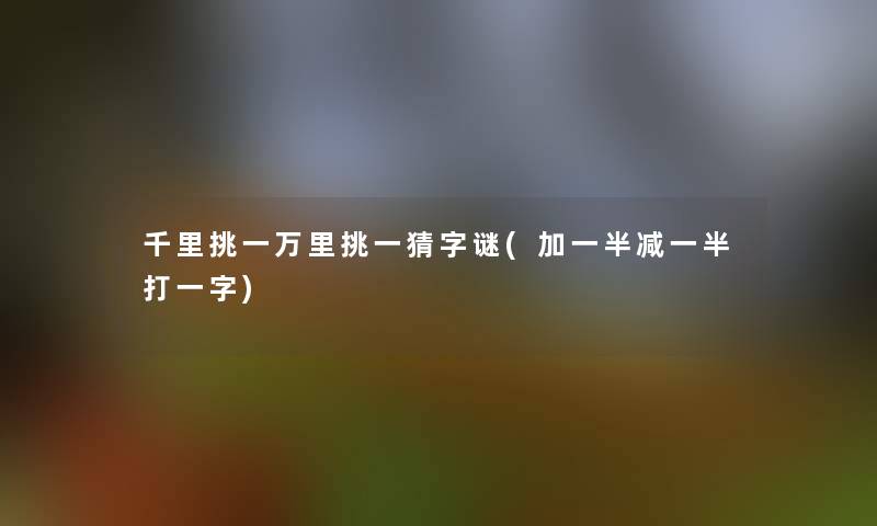 千里挑一万里挑一猜字谜(加一半减一半打一字)