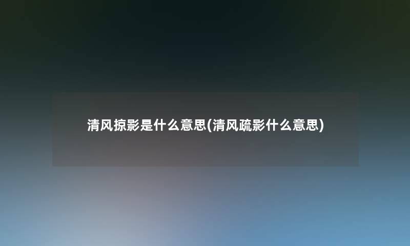 清风掠影是什么意思(清风疏影什么意思)