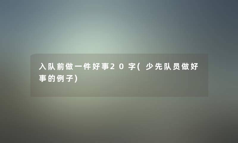 入队前做一件好事20字(少先队员做好事的例子)