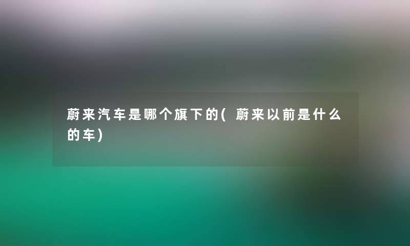 蔚来汽车是哪个旗下的(蔚来以前是什么的车)