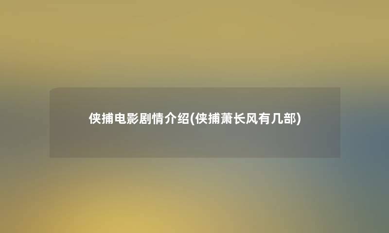 侠捕电影剧情介绍(侠捕萧长风有几部)