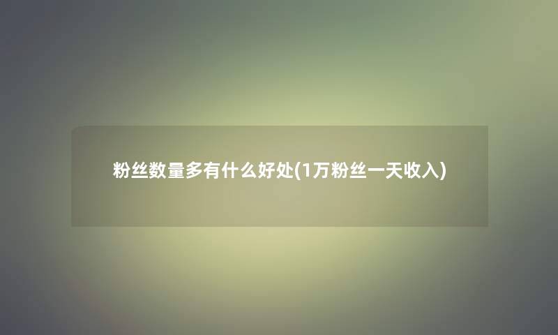 粉丝数量多有什么好处(1万粉丝一天收入)