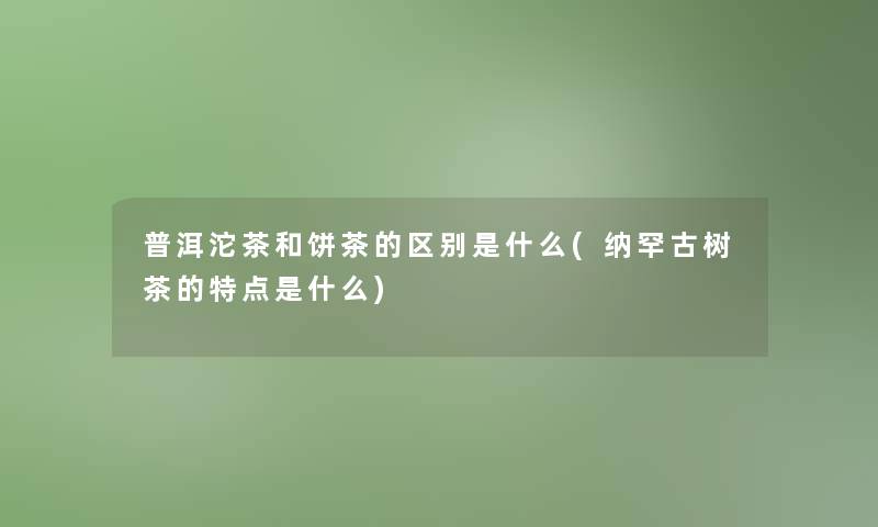 普洱沱茶和饼茶的区别是什么(纳罕古树茶的特点是什么)