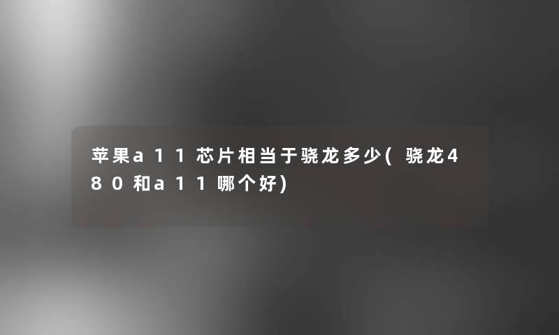 苹果a11芯片相当于骁龙多少(骁龙480和a11哪个好)